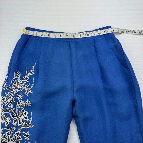 Anthropologie Blue Pants Leifnotes Blooming Perennial Cropped Floral Size 6 - Picture 6 of 12